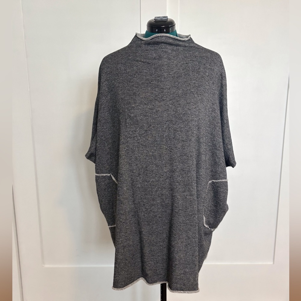 Three Bird Nest Charcoal Knit Poncho